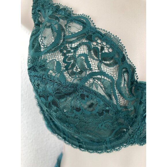 NOS Wacoal Green Sheer Lace 36D Bra & M Panty Set 85175 84975 Classic Sexy Retro - Picture 7 of 10